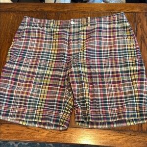 Vintage Ralph Lauren Red and Yellow madras plaid Flat Front Shorts size 40